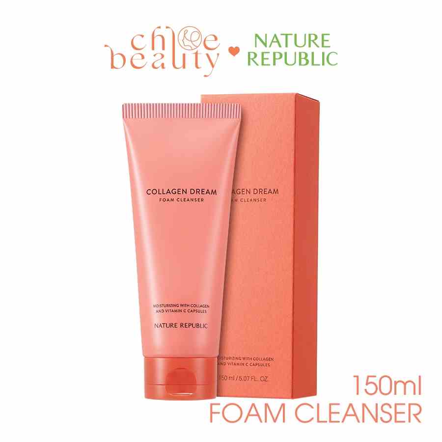 [Mã BMLTA35 giảm đến 35K đơn 99K] Sữa rửa mặt NATURE REPUBLIC Collagen Dream Vitamin C Capsule Foam Cleanser 150ml/tuýp