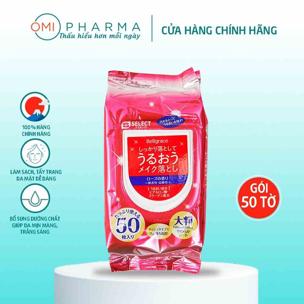 Khăn Ướt Tẩy Trang Dưỡng Ẩm S Select Nhật Bản (Gói 50 tờ)