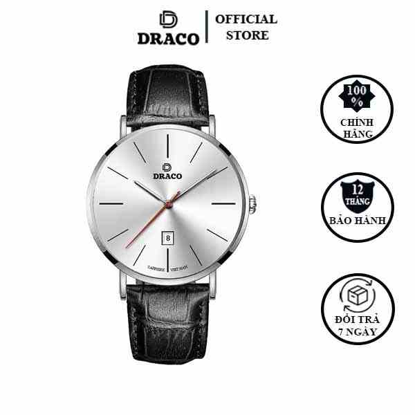 Đồng Hồ Nam DRACO D21-ST02 “Classic Boy” TRẮNG DÂY DA ĐEN