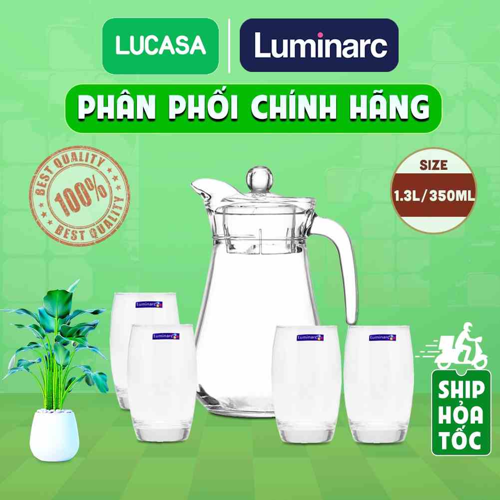 Bộ Bình Ly Thủy Tinh Luminarc Arc Salto 5 Món L13ST3505M - 1.3L Trắng | Phân Phối Chính Hãng