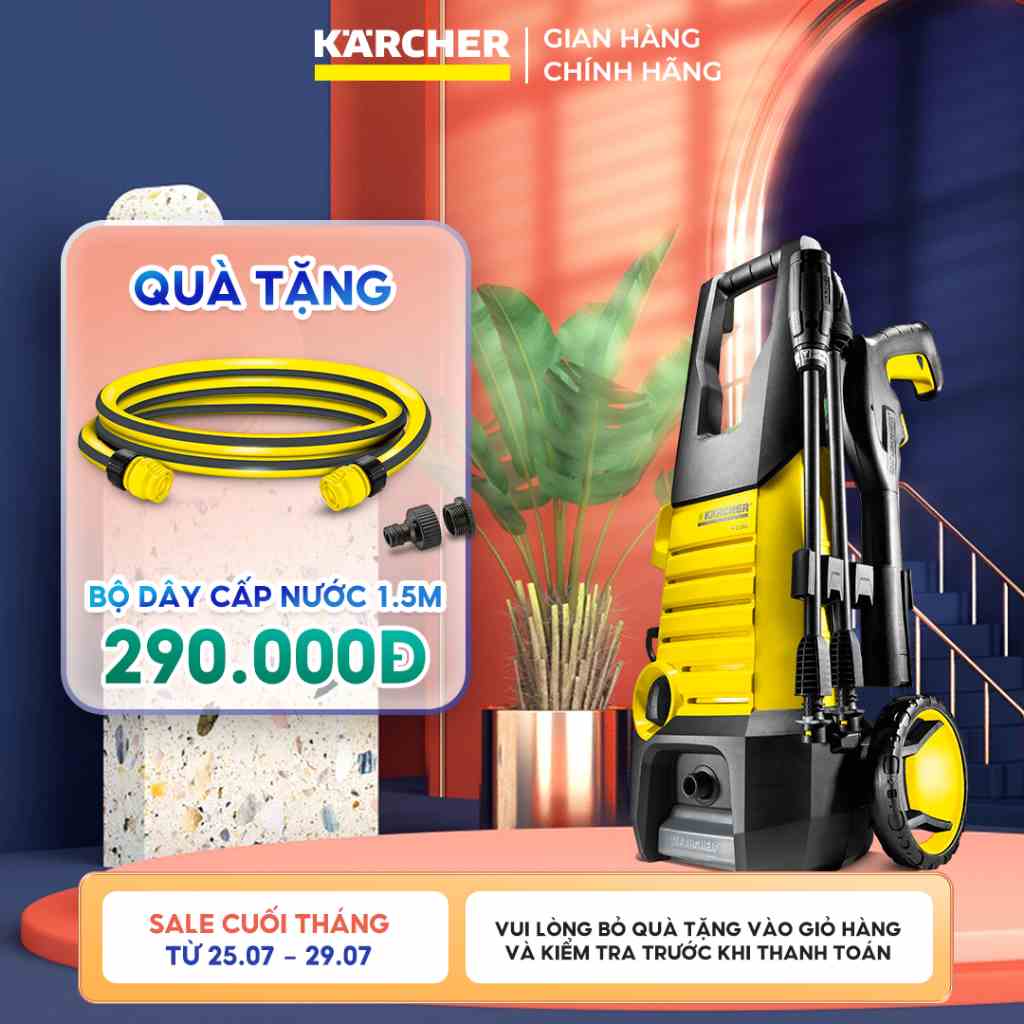 Máy phun rửa áp lực cao Karcher K 2.360 động cơ chổi than, áp lực 120 bar, lưu lượng nước đến 360 l/h, công suất 1400w