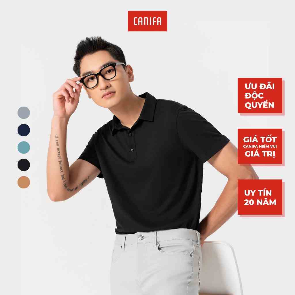 Áo polo nam CANIFA chất liệu cotton pha tay ngắn cổ bẻ sơ mi cao cấp 8TP22A001