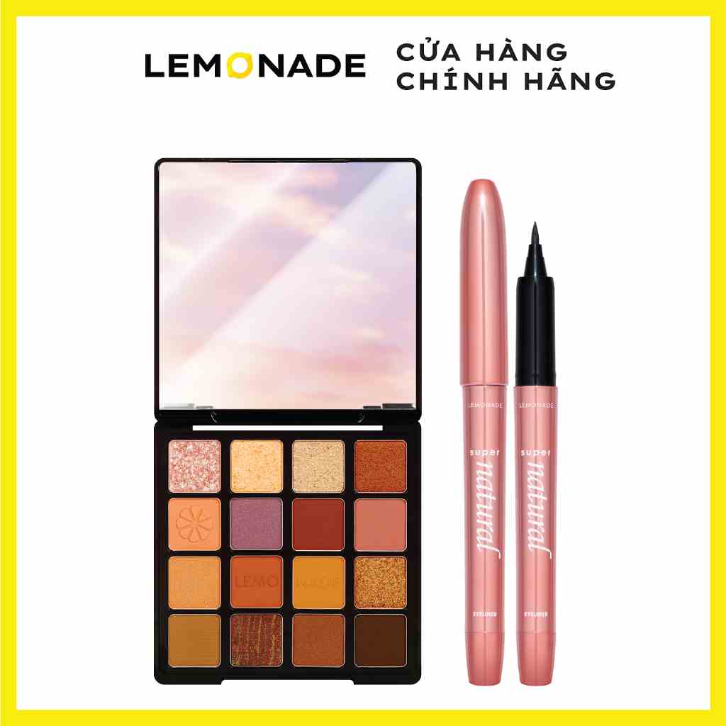 Combo Lemonade Bảng phấn mắt Aesthetic Eyeshadow Palette và Bút kẻ mắt SuperNatural Eyeliner (20,8g & 1g)