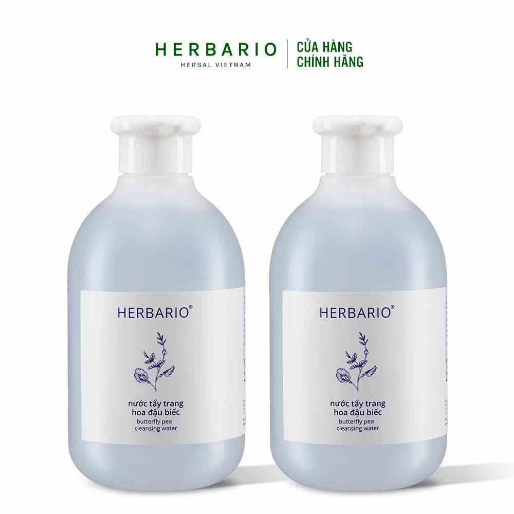 [Mã BMLT30 giảm đến 30K đơn 299K] Bộ 2 chai Nước tẩy trang Hoa Đậu Biếc herbario (300ml x 2) giảm lão hóa da