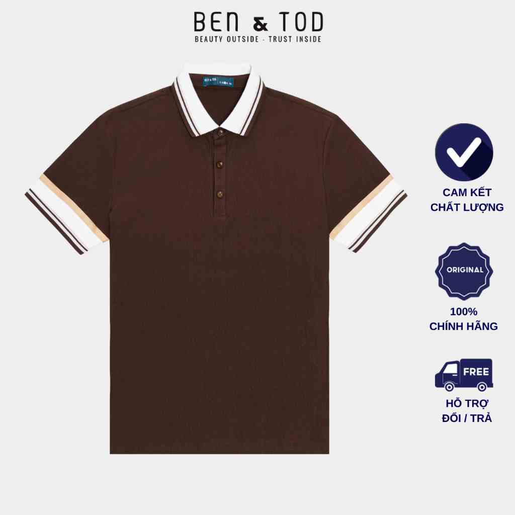 Áo polo nam BEN & TOD R1300BB075 vải thun cotton 100%, nam tính, chỉnh chu, sang trọng, thanh lịch