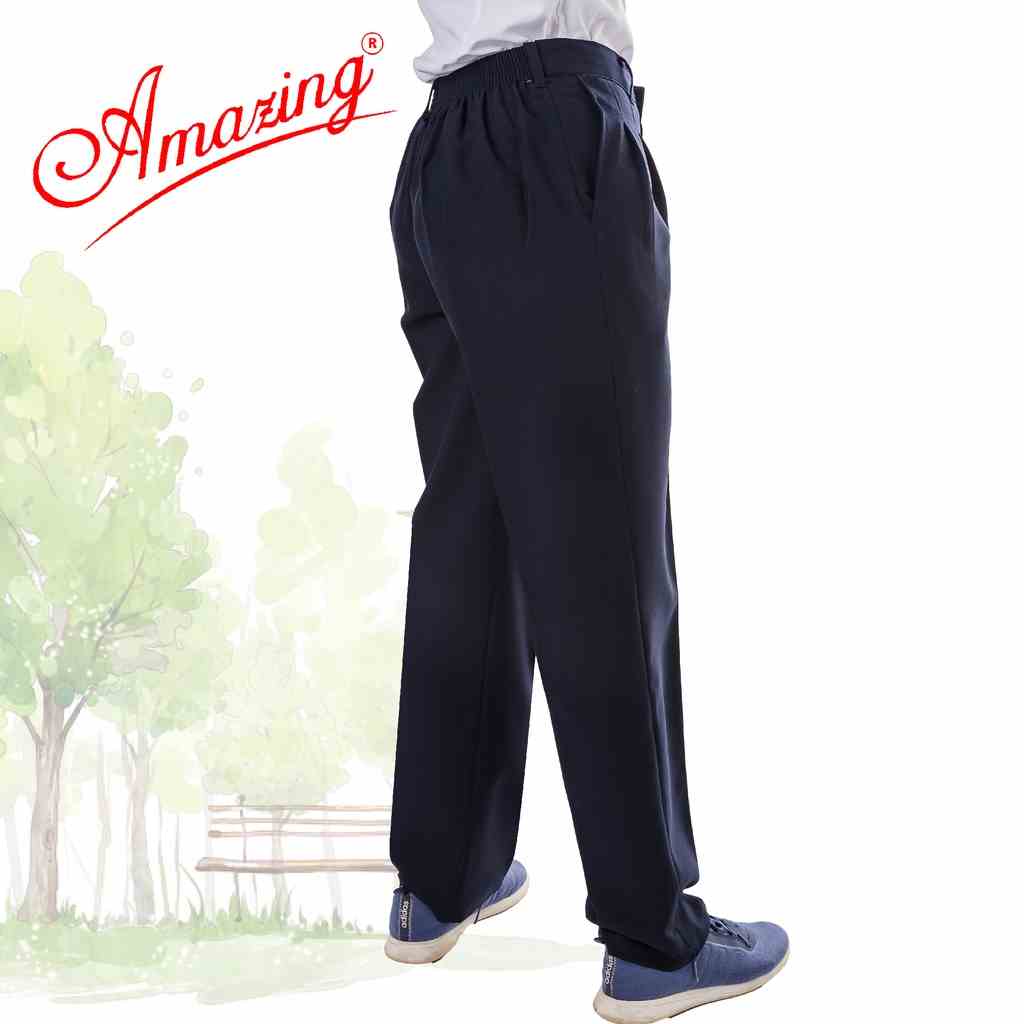 Quần dài lưng chun học sinh Amazing, phong cách Baggy, Unisex, dây kéo trước, có 2 ly mỗi bên, size từ 20-85kg