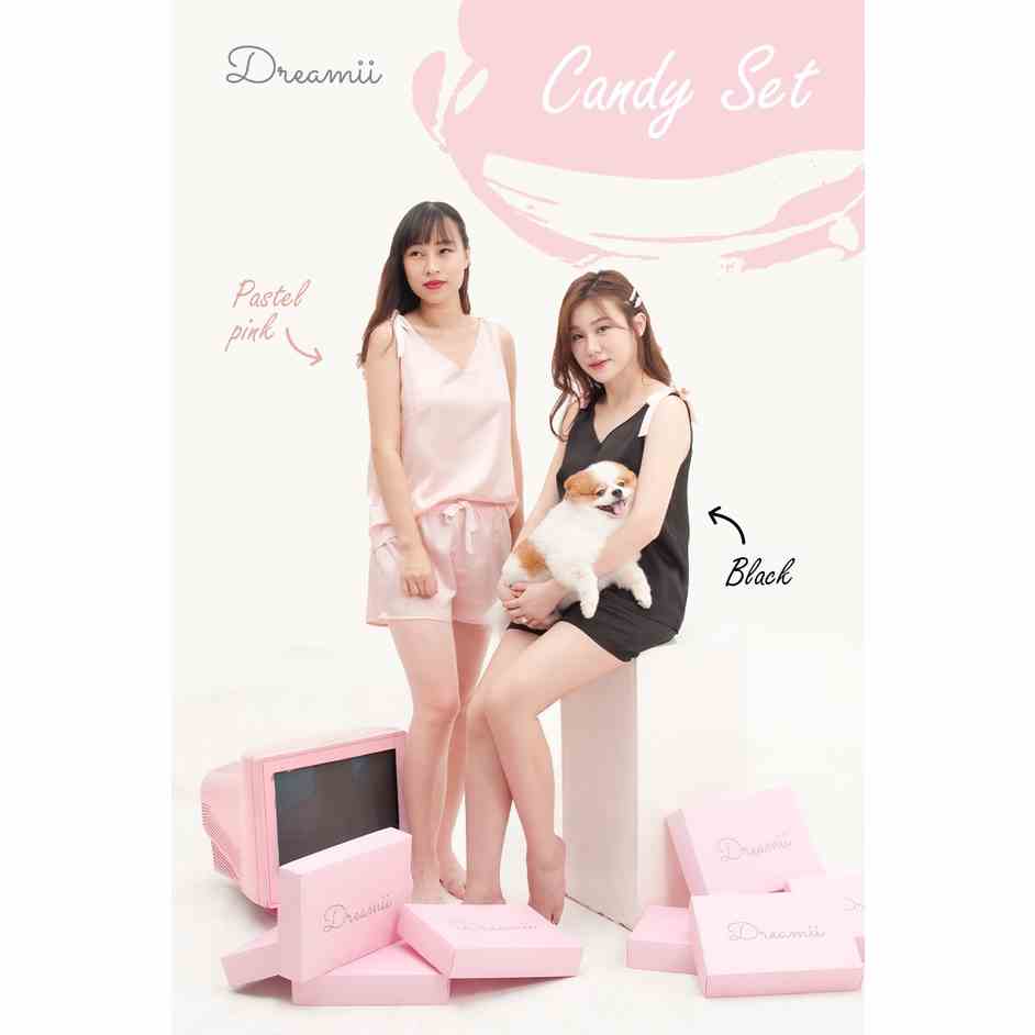 [Mã BMLTA35 giảm đến 35K đơn 99K] [DREAMII] Bộ ngủ nơ vai Candy set