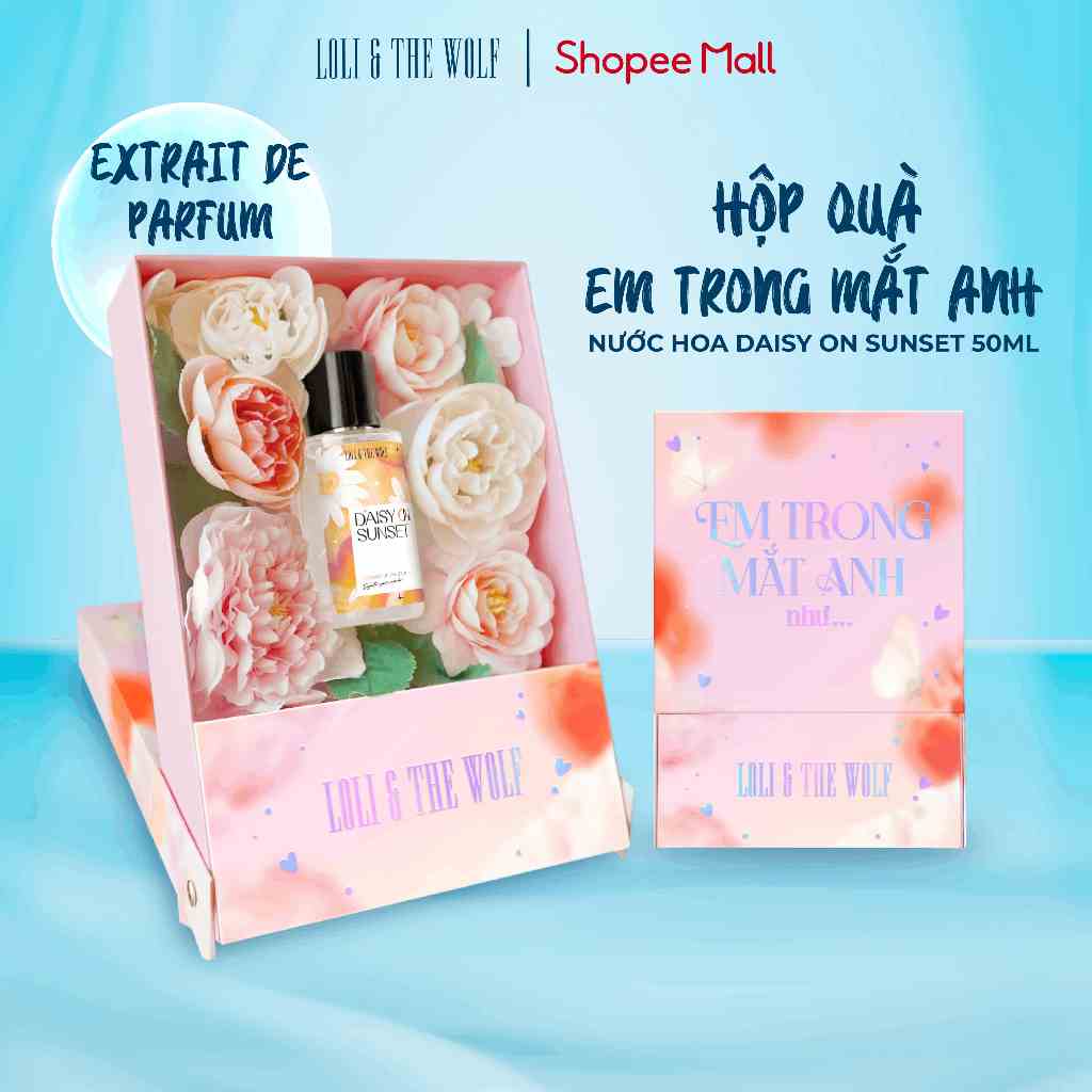 Bộ quà tặng Loli And The Wolf EM TRONG MẮT ANH - Set quà Nước hoa nữ JASMINE AFTER RAIN hoặc DAISY ON SUNSET chai 50ml