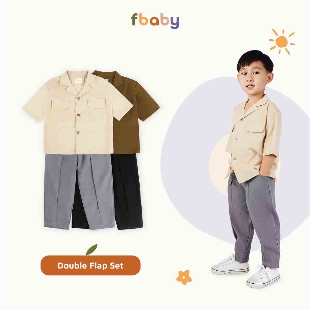 Bộ sơ mi bé trai cổ vest túi flap Fbaby FB002