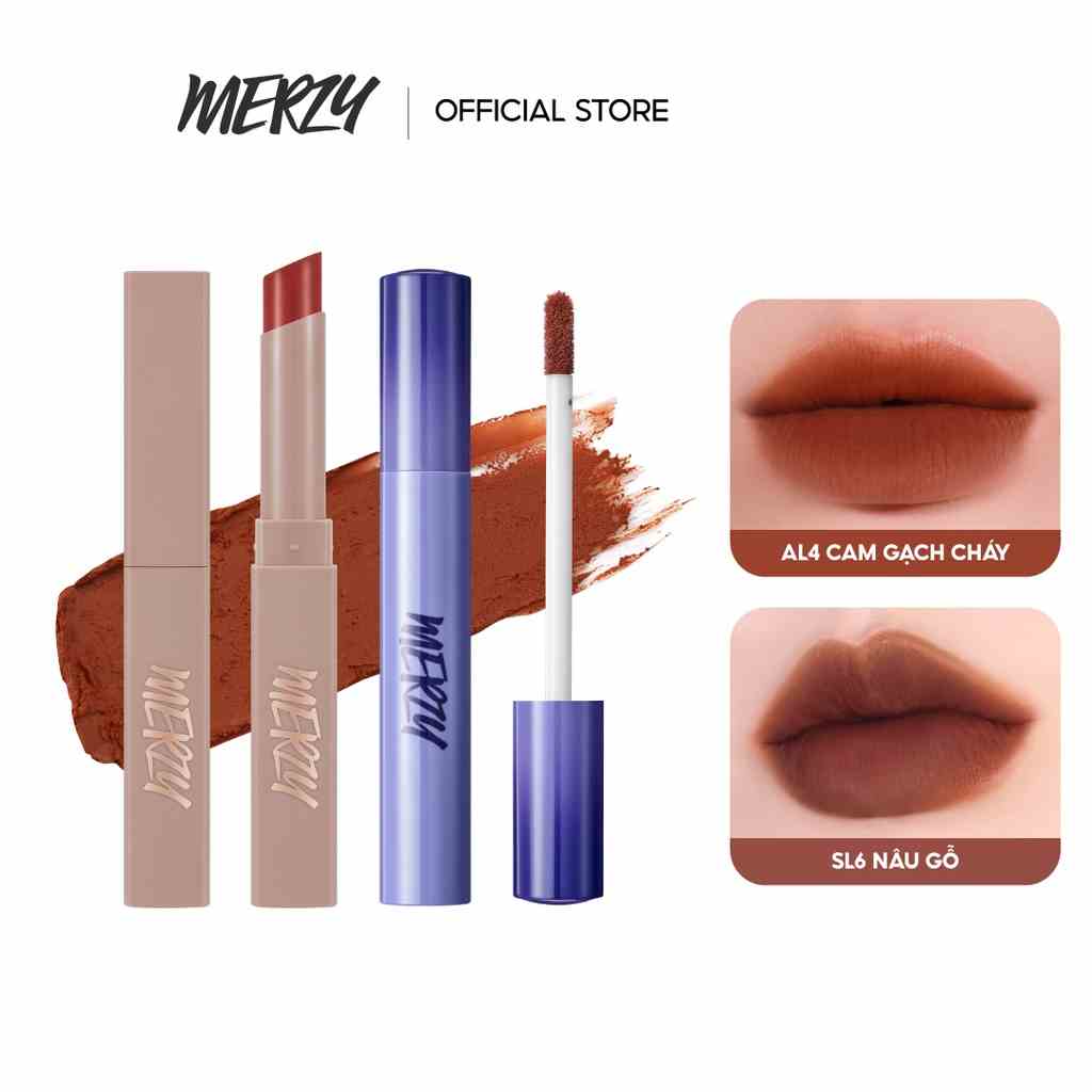 Combo 2 Son Thỏi Lì Merzy Academia Cotton Lipstick 1,8g + Son Kem Lì Merzy Soft Touch Lip Tint 3g