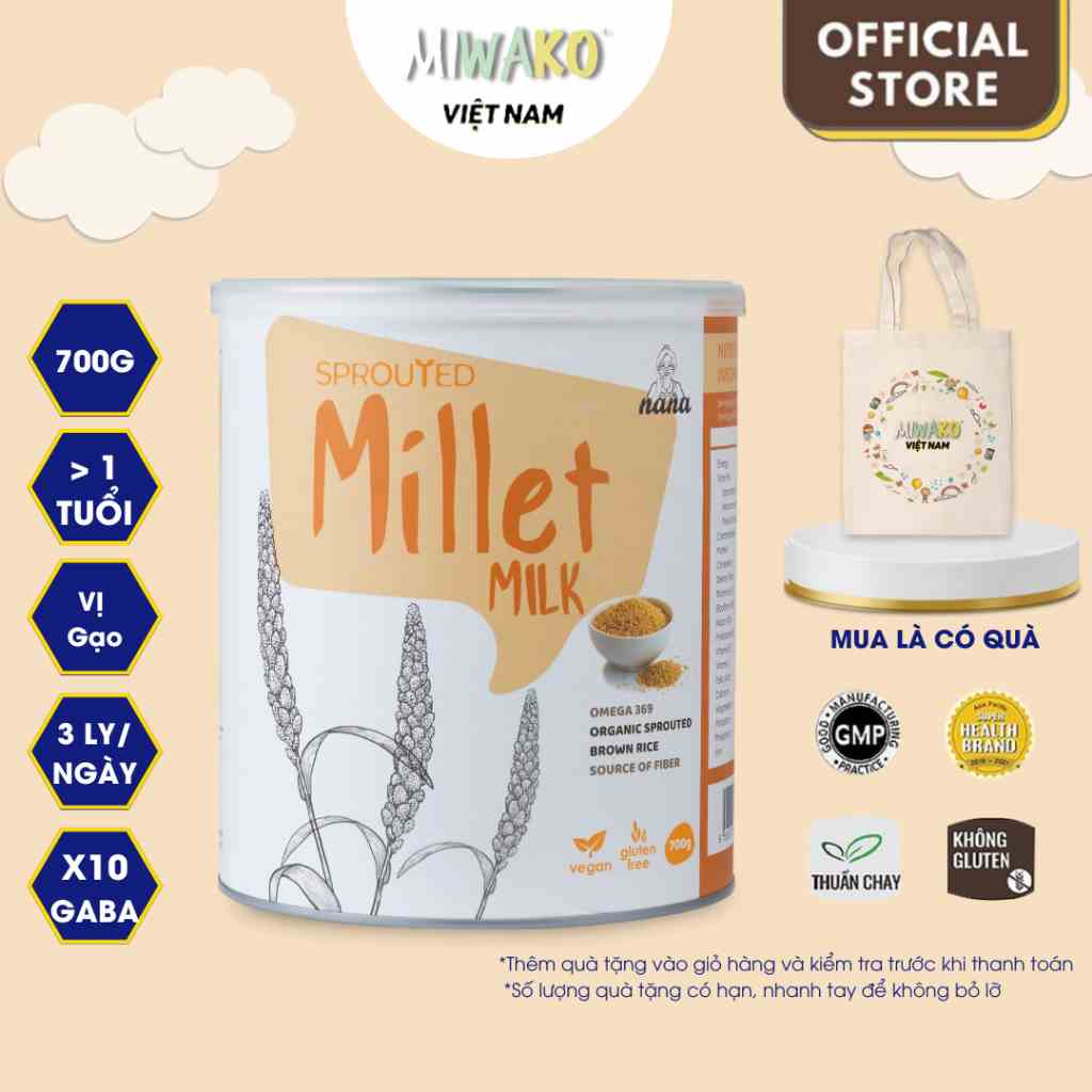 Sữa Hạt Thực Vật Hữu Cơ Millet Vị Gạo Hộp 700g - Miwako Việt Nam