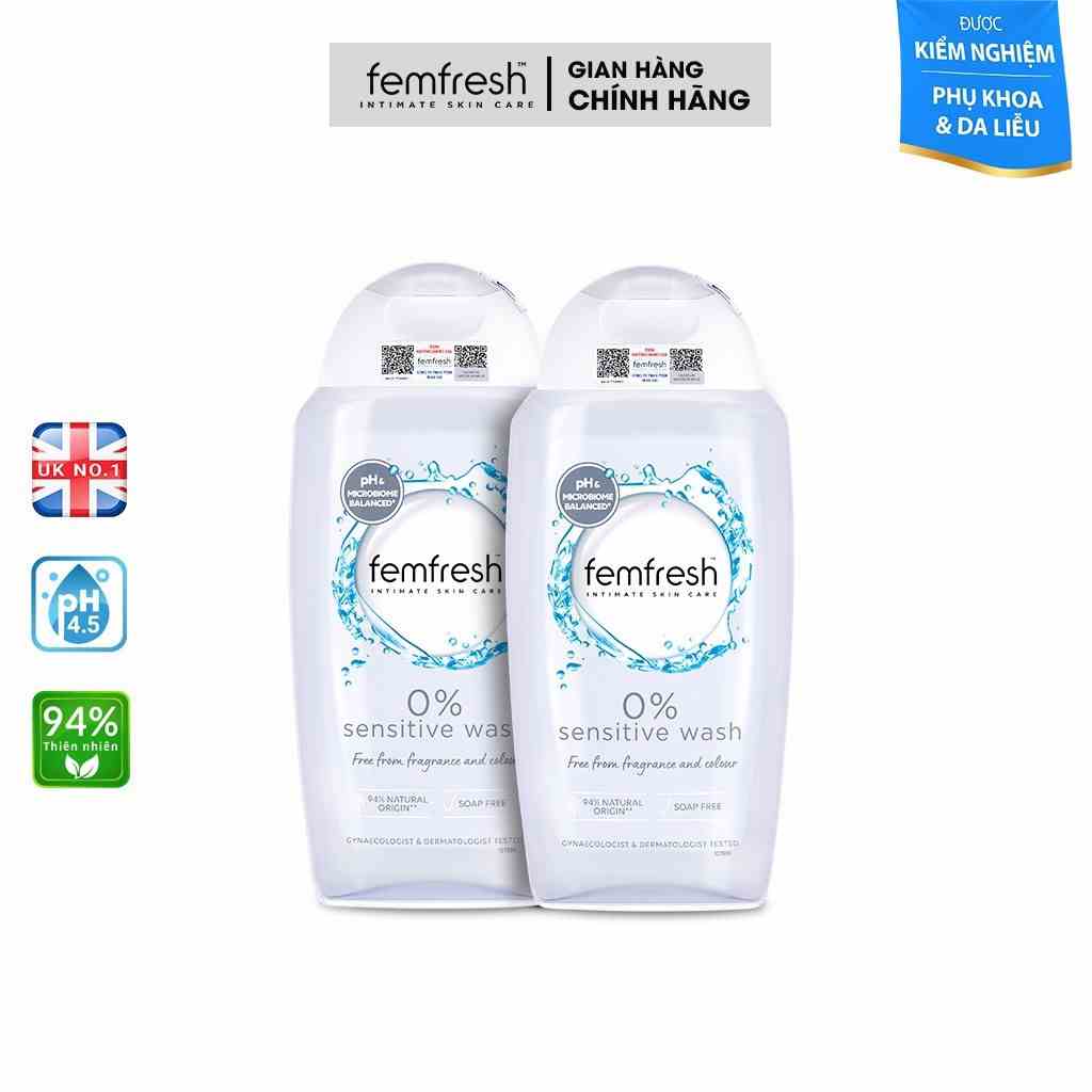 Combo 2 Dung Dịch Vệ Sinh Phụ Nữ Femfresh 0% Sensitive Intimate Wash 250ML Cho Da Nhạy Cảm