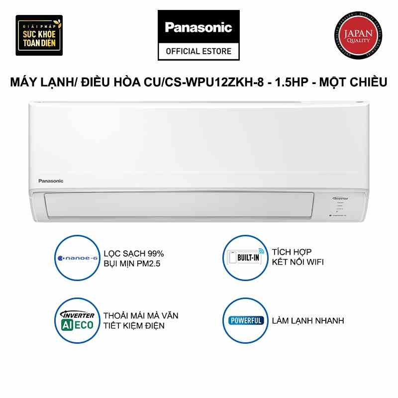 Máy lạnh/ Điều hòa Panasonic CU/CS-WPU12ZKH-8 -1.5HP-Một chiều-Lọc sạch 99%-Inverter