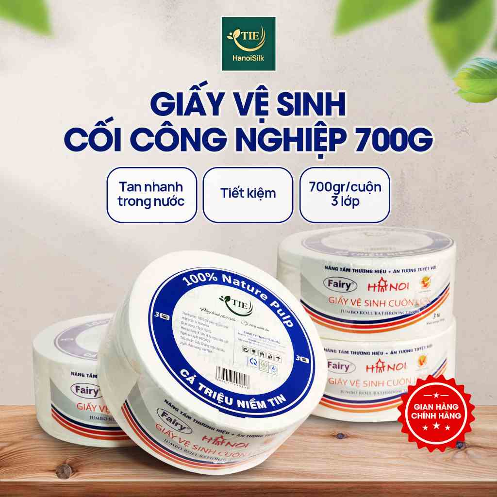 Giấy Vệ Sinh Cuộn Lớn Hà Nội Cao Cấp Mềm Dai 3 Lớp 700g Cuộn To Công Nghiệp 100% gỗ nguyên sinh không bụi vụn