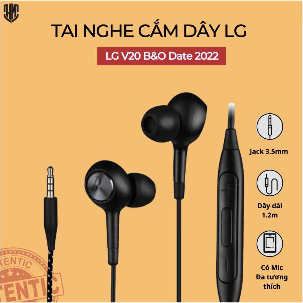 Tai nghe LG V20 B&O Date 2022 || Bass Cực Chất, Chơi Game Đỉnh- Tặng kèm bao da - Có mic đàm thoại - Chính Hãng LG