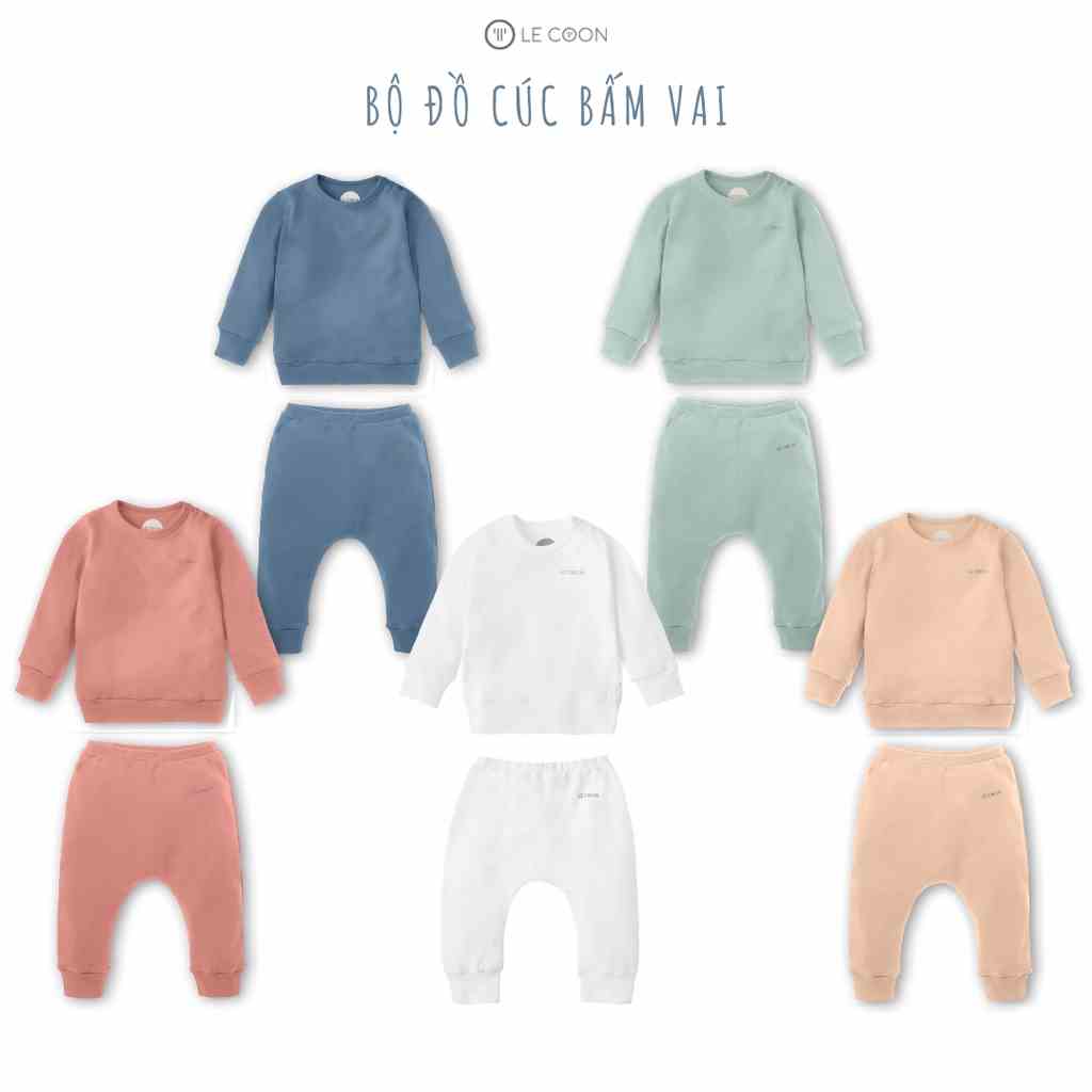 [Mã BMLT30 giảm đến 30K đơn 299K] LE COON | Bộ Đồ Cúc Bấm Vai Dài Tay | COMFY | 6 tháng -3 tuổi