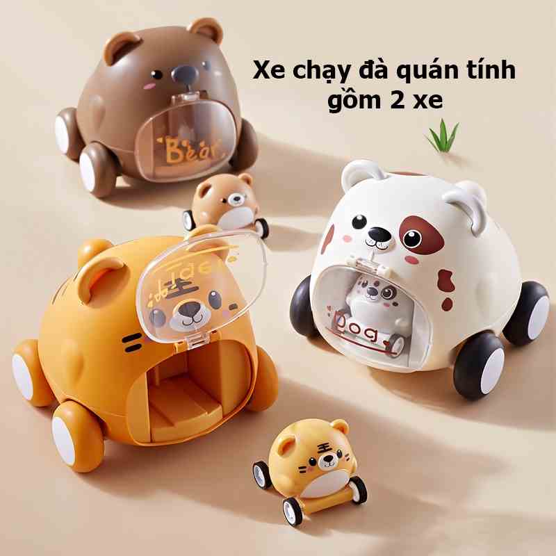 Xe đồ chơi chạy đà hình con vật KAVY gồm 2 xe vui nhộn, chứa đựng lẫn nhau