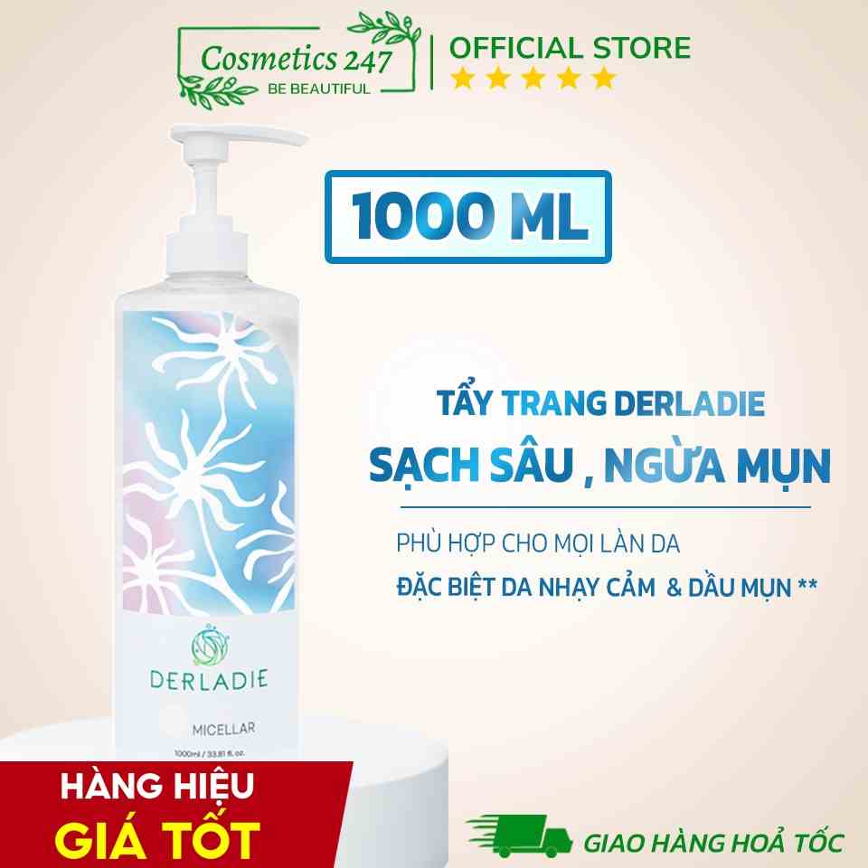 Nước Tẩy Trang Derladie Cleansing Water Witch Hazel làm sạch, ngừa mụn trên da 500ml