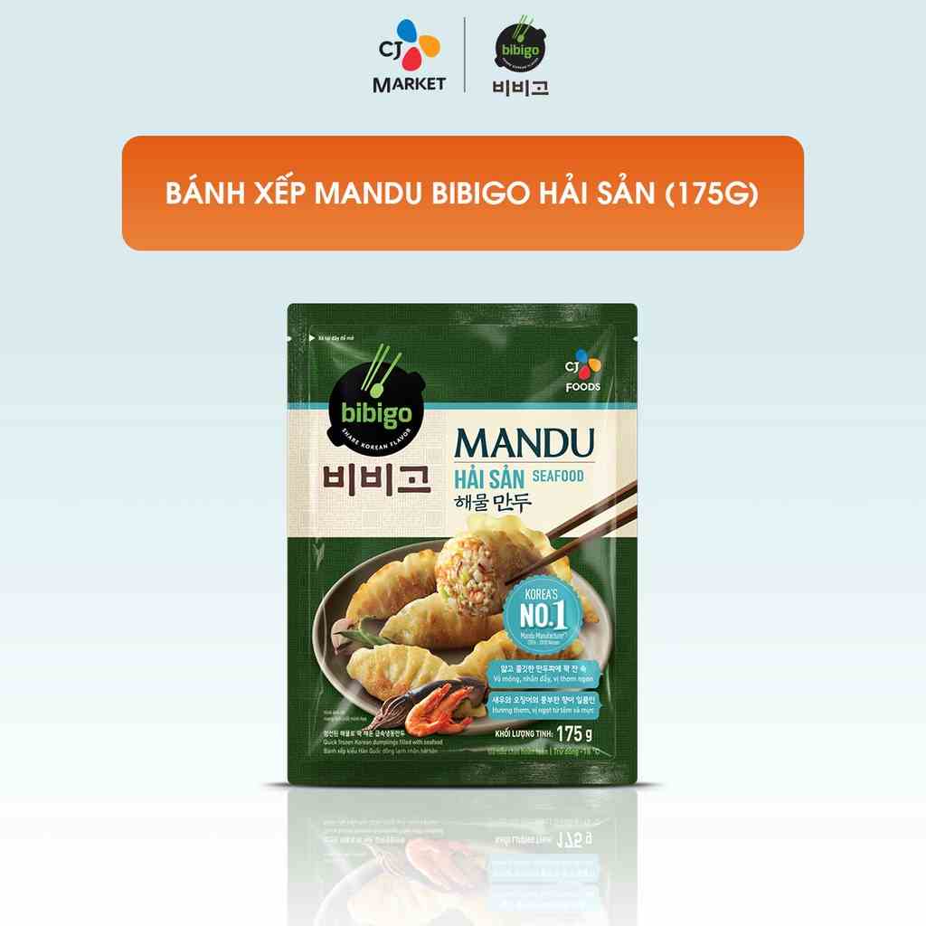 [Mã BMLTA35 giảm đến 35K đơn 99K] [HCM] Bánh xếp Mandu Hàn Quốc - Mandu Bibigo Hải Sản 175g