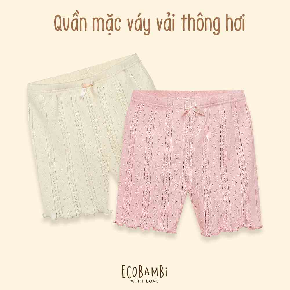 Quần lót boxer thông hơi, bảo hộ mặc váy, chống cuộn, shorts ngủ kiểu dệt Jacquard bé gái Ecobambi