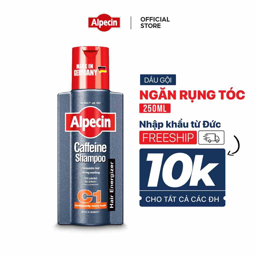 Dầu gội ngăn rụng tóc Caffeine Alpecin C1 Shampoo 250ml kích thích mọc tóc giúp tóc chắc khỏe, giảm rụng tóc cho nam