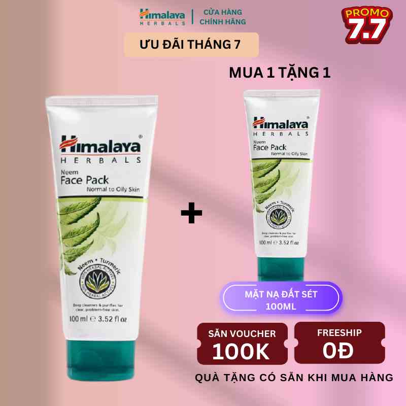 [MUA 1 TẶNG 1] Mặt nạ đất sét giảm mụn mờ thâm chiết xuất lá neem Himalaya Neem Face Pack 100ml