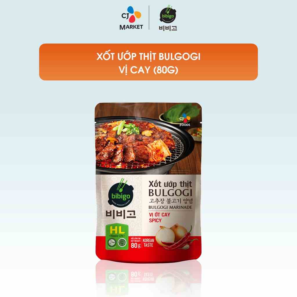 [Mã BMLTB35 giảm đến 35K đơn 99K] Xốt ướp thịt Bulgogi Vị ớt cay Bibigo Gói 80g