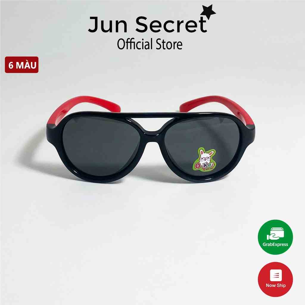 Kính mát trẻ em thời trang Jun Secret gọng nhựa dẻo form ôm mặt, tròng chống tia UV dành cho bé từ 1 đến 4 tuổi  JS19A09