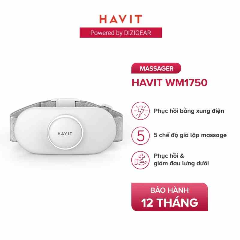 Máy Massage Lưng Không Dây Havit WM1750, Phương Pháp EMS & Phục Hồi Nhiệt Y Khoa - Chính Hãng BH 12 Tháng