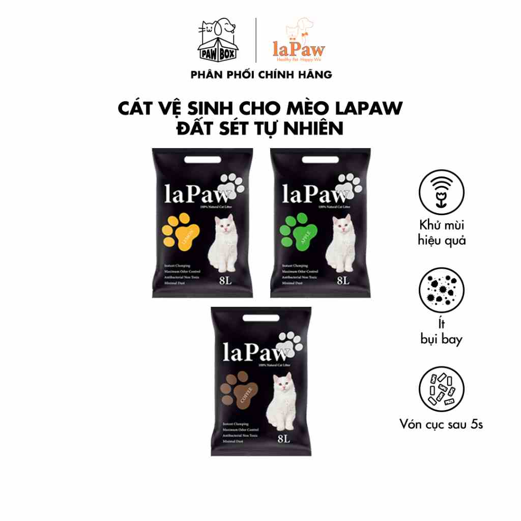 [Mã BMLTB35 giảm đến 35K đơn 99K] [FREESHIP] Cát vệ sinh cho mèo laPaw đất sét tự nhiên khử mùi, vón cục, thấm hút 8L