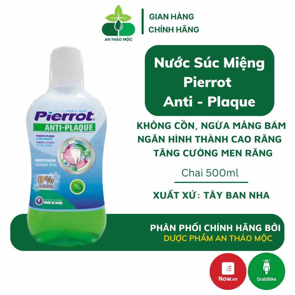 Nước súc miệng Pierrot Anti - Plaque chống hình thành mảng bám cao răng tăng cường men răng 500ml