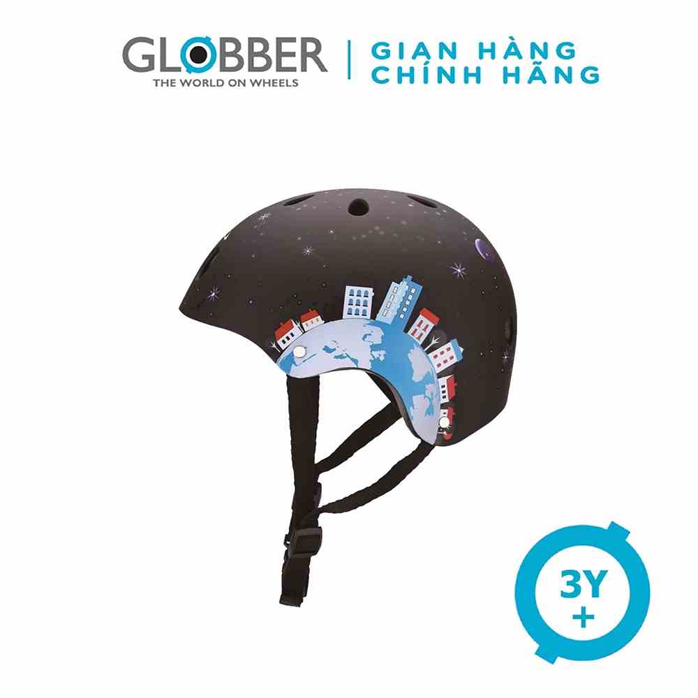 Mũ Bảo Hộ Chơi Xe Trượt Scooter Globber Junior XS/S Cho Trẻ Em Từ 3 Đến 6 Tuổi - Đen/Họa Tiết Tên Lửa