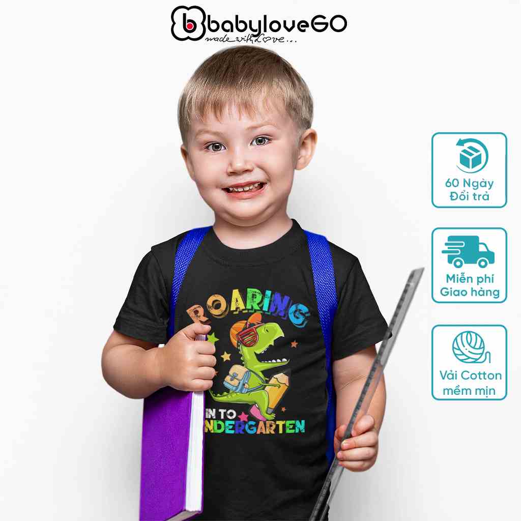 Áo thun bé trai bé gái ROARING áo cộc tay vải cotton BabyloveGO KL016