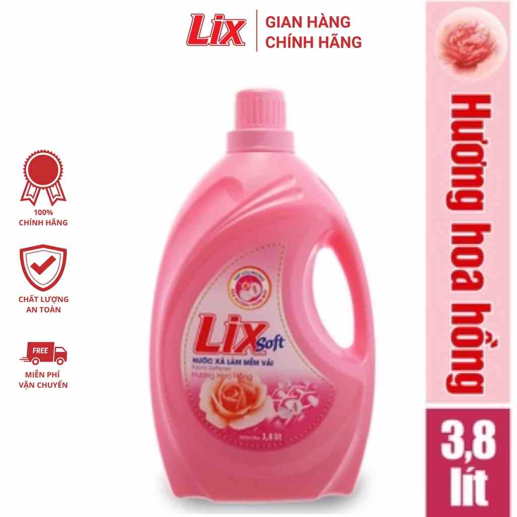 Nước xả vải LIXSOFT hương hoa hồng 3.6L - xả quần áo lưu hương trên từng sợi vải - LSH36