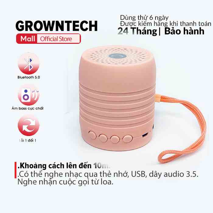 Loa nghe nhạc M6 GrownTech nhỏ gọn bluetooth mini âm bass bảo hành 24 tháng