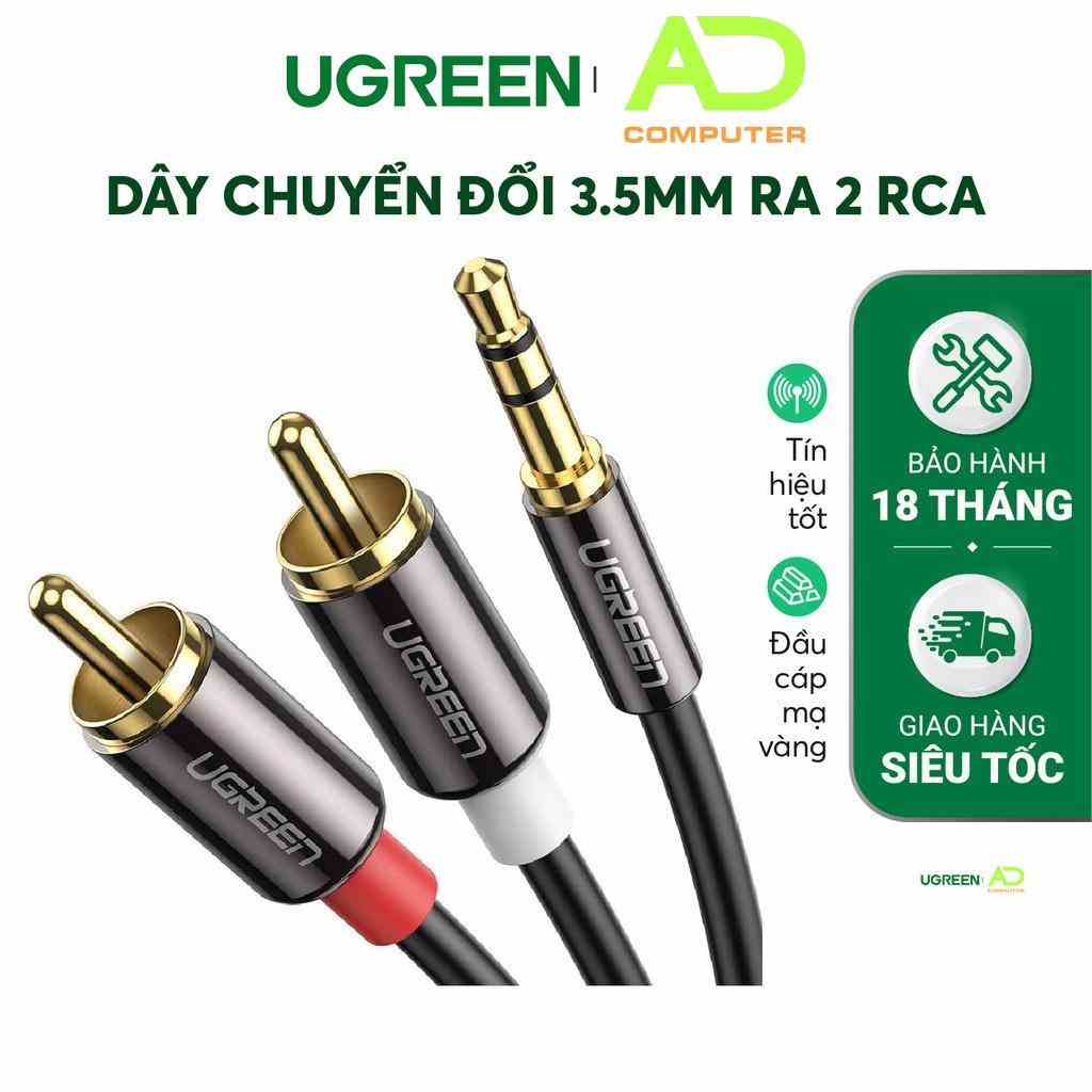 Dây chuyển đổi 3.5mm ra 2RCA (HOA SEN) dài từ 1-10m UGREEN AV102 - Hàng phân phối chính hãng - Bảo hành 18 tháng