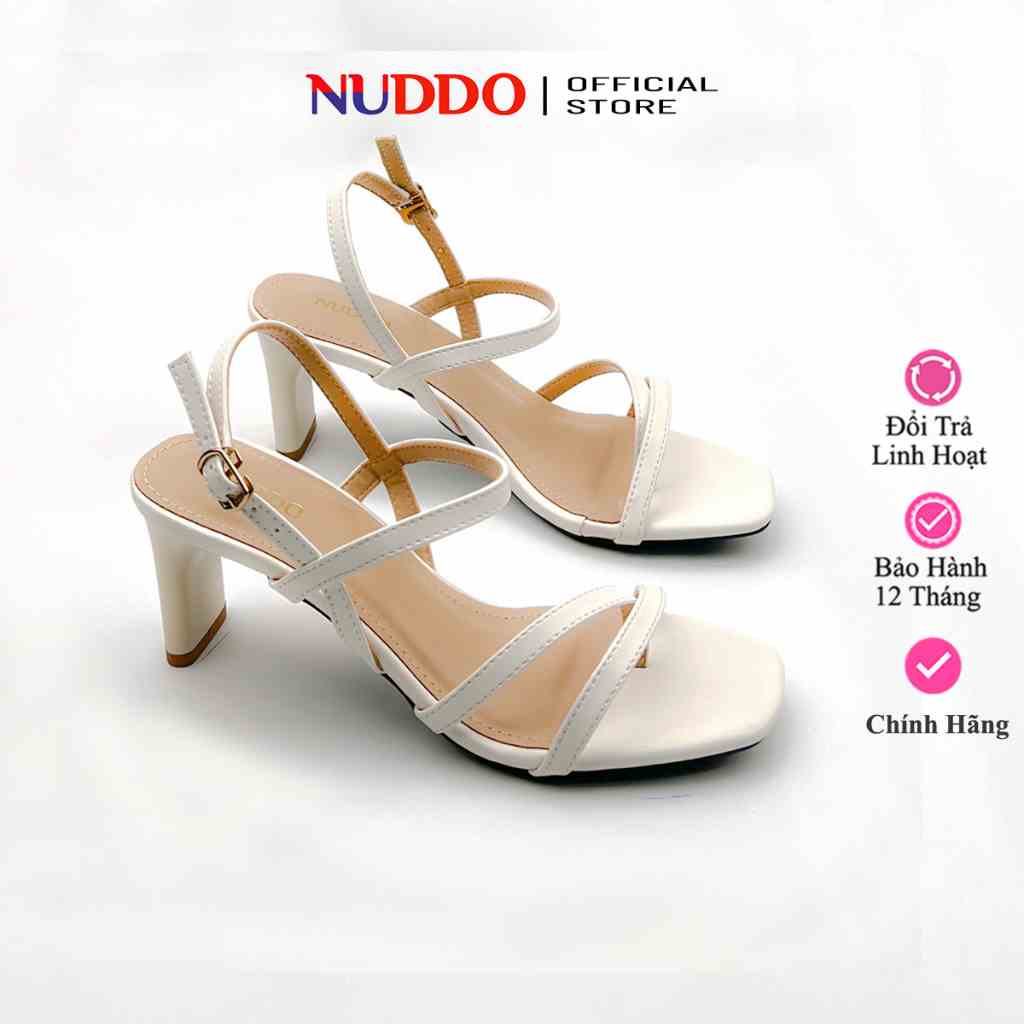 Giày sandal nữ cao gót 7 phân xỏ ngón đế vuông dây mảnh thời trang cao cấp Nuddo _ N055