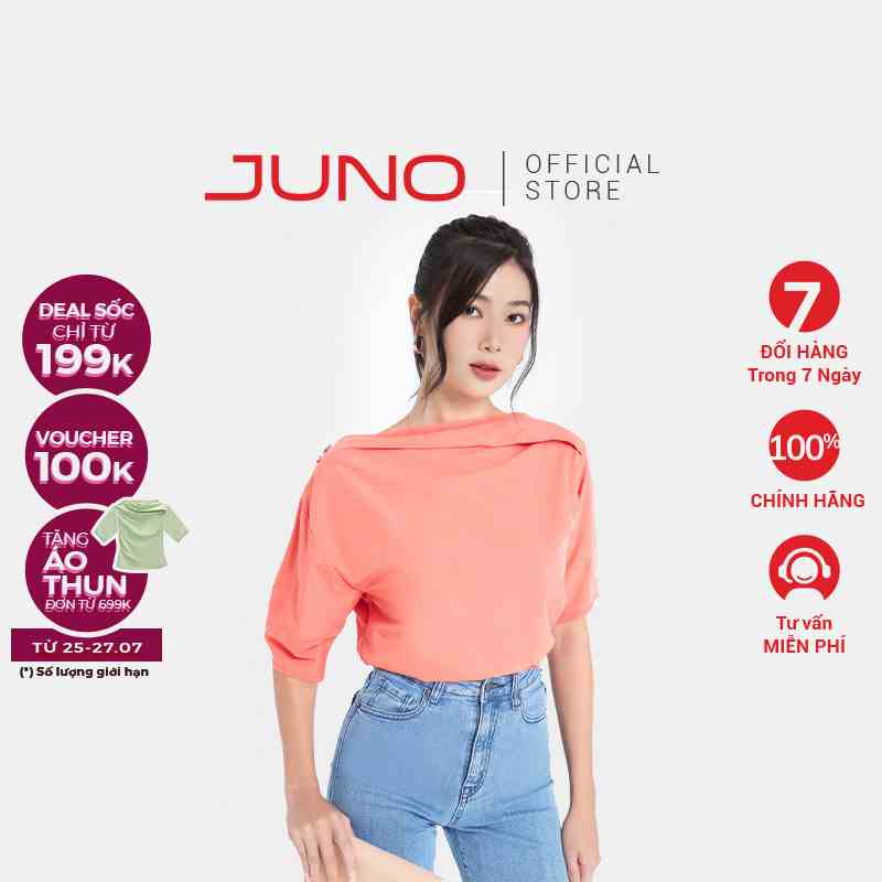 Áo Kiểu Tay Lỡ Thời Trang JUNO Cổ Gấp Nếp JNAKI003