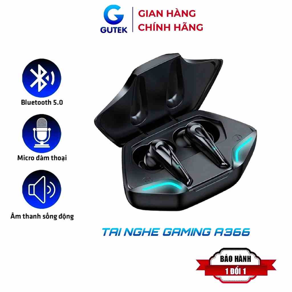 Tai nghe bluetooth gaming Gutek A366 tws 5.0 không dây có mic chống ồn âm bass mạnh