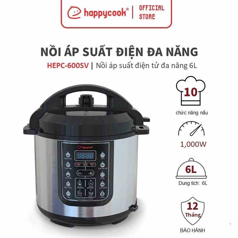 [Mã BMLTB200 giảm đến 100K đơn 499K] Nồi áp suất điện tử Happy Cook 6L HEPC-600SV