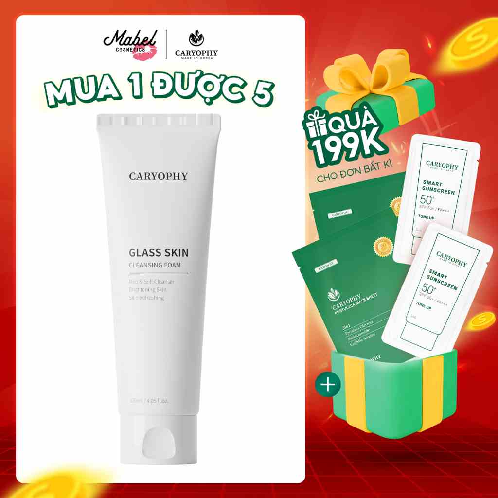 Sữa rửa mặt trắng sáng da Caryophy Glass Skin Cleansing Foam 120ml