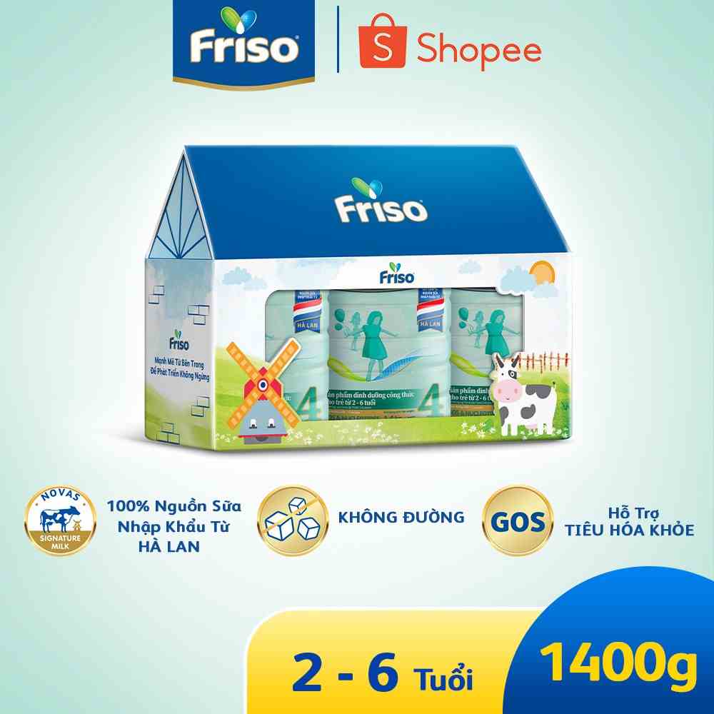 Combo 3 lon Sữa Bột Friso Gold 4 1400g/Lon (Dành Cho Trẻ Từ 2 - 6 Tuổi)