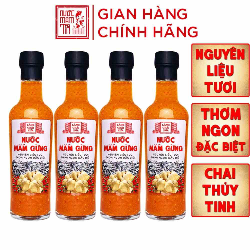 [COMBO 4 CHAI] Nước mắm gừng pha sẵn cao cấp Làng Chài Xưa nguyên liệu tươi từ gừng tỏi ớt tươi chai thủy tinh