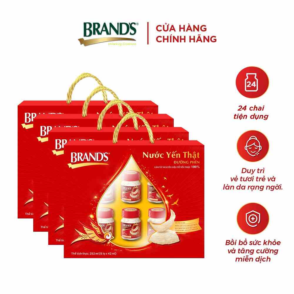 [Mã BMLTB200 giảm đến 100K đơn 499K] Combo 4 Hộp quà nước yến BRANDS đường phèn (42ml x 24 hũ)