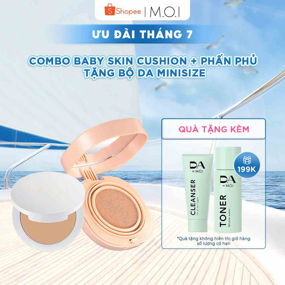 Combo Phấn nước Baby Skin + Phấn phủ MOI + Sữa rửa mặt & Toner Minisize