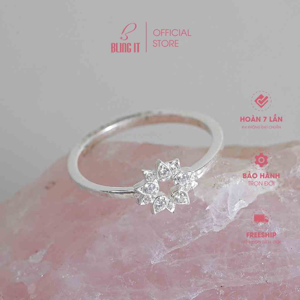 [Mã BMLTA35 giảm đến 35K đơn 99K] Nhẫn Nữ Bạc 925 Cao Cấp BLING IT Thiết Kế Hình Hoa Đính Đá - BIN329