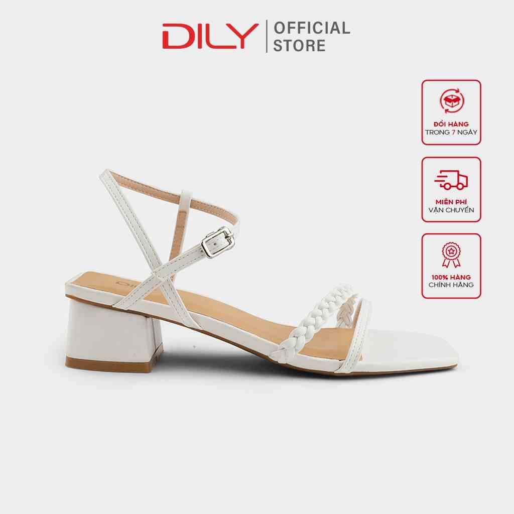 Giày sandal nữ DILY quai mảnh gót vuông mũi vuông thời trang công sở cao 3.5cm_AA0355