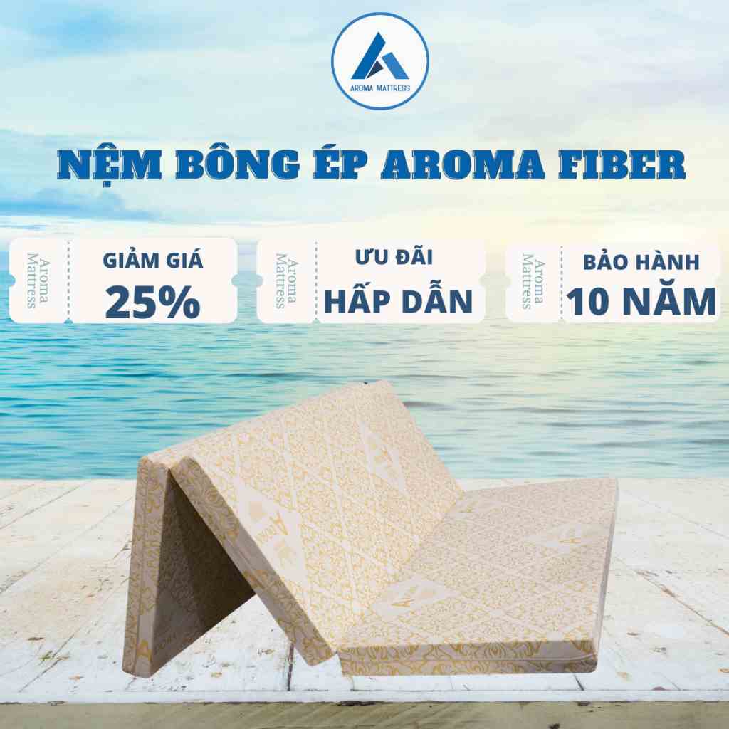 Nệm Bông Ép Gấp 3 Aroma Fiber Dày 5Cm Không Nóng Lưng, Nâng Đỡ Cơ Thể, Chính Hãng, Bảo Hành 10 Năm