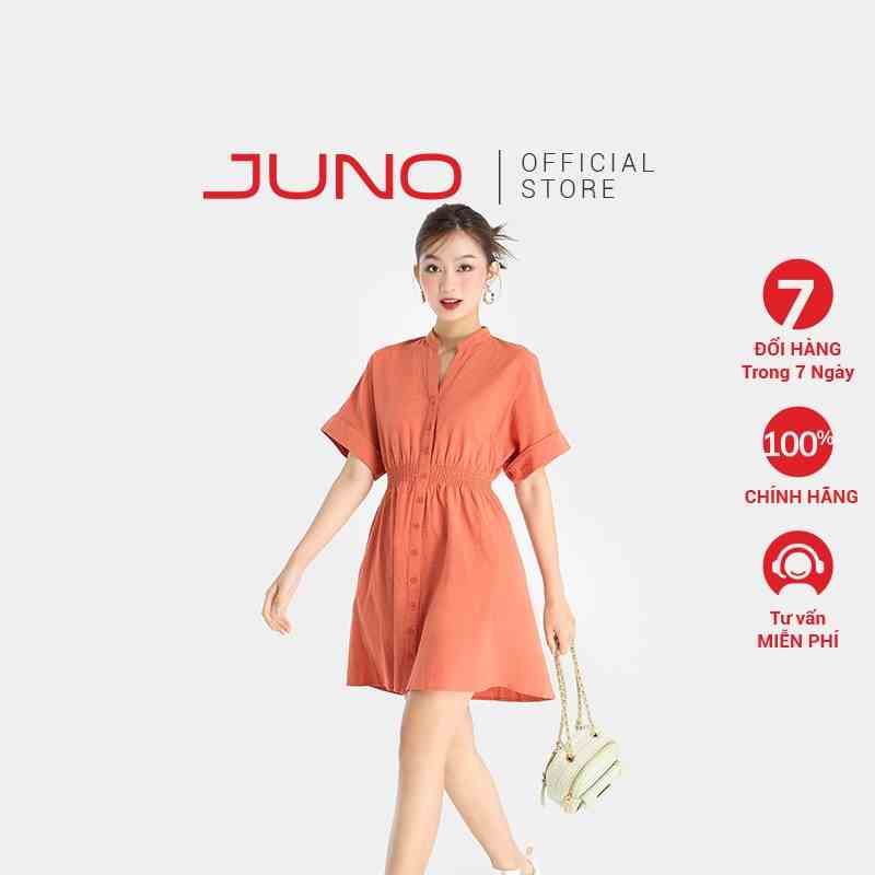 Đầm Sơmi Nữ Thời Trang JUNO Kiểu Tay Ngắn Lưng Thun JNDLU047