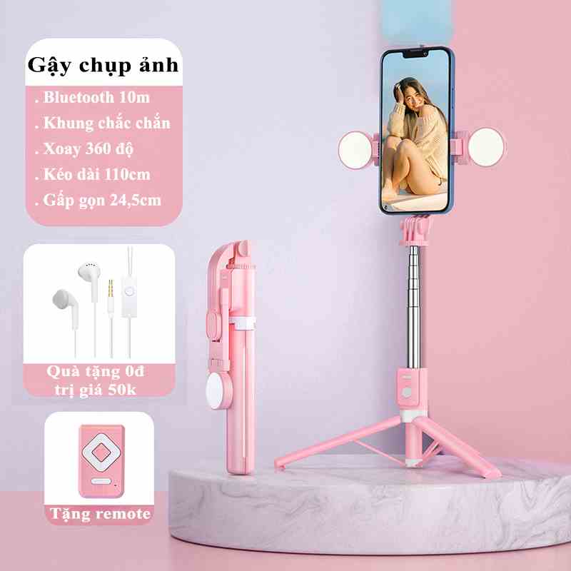 Gậy Chụp Ảnh 3 Chân Có Đèn Selfie B11s- Tripod Điện Thoại Kéo Dài 110cm Dùng Chụp Hình Livestream Quay Video - HOLOCOM